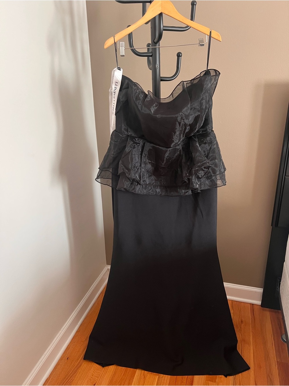 U.S. Size 2XL - Bella Barnett Strapless Black Peplum Evening Gown